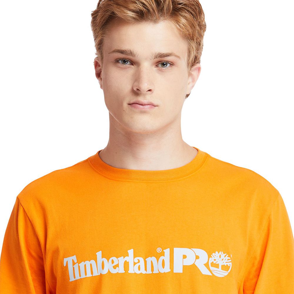 Timberland Mens T-Shirts PRO® Base Plate Long-Sleeve Graphic - Orange - India IF0271984